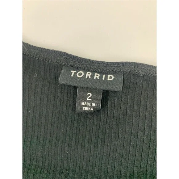 Torrid Mini Foxy Rib Fit And Flare Dress Black V-Neck Stretch 40836515 Womens 2X - Picture 7 of 11